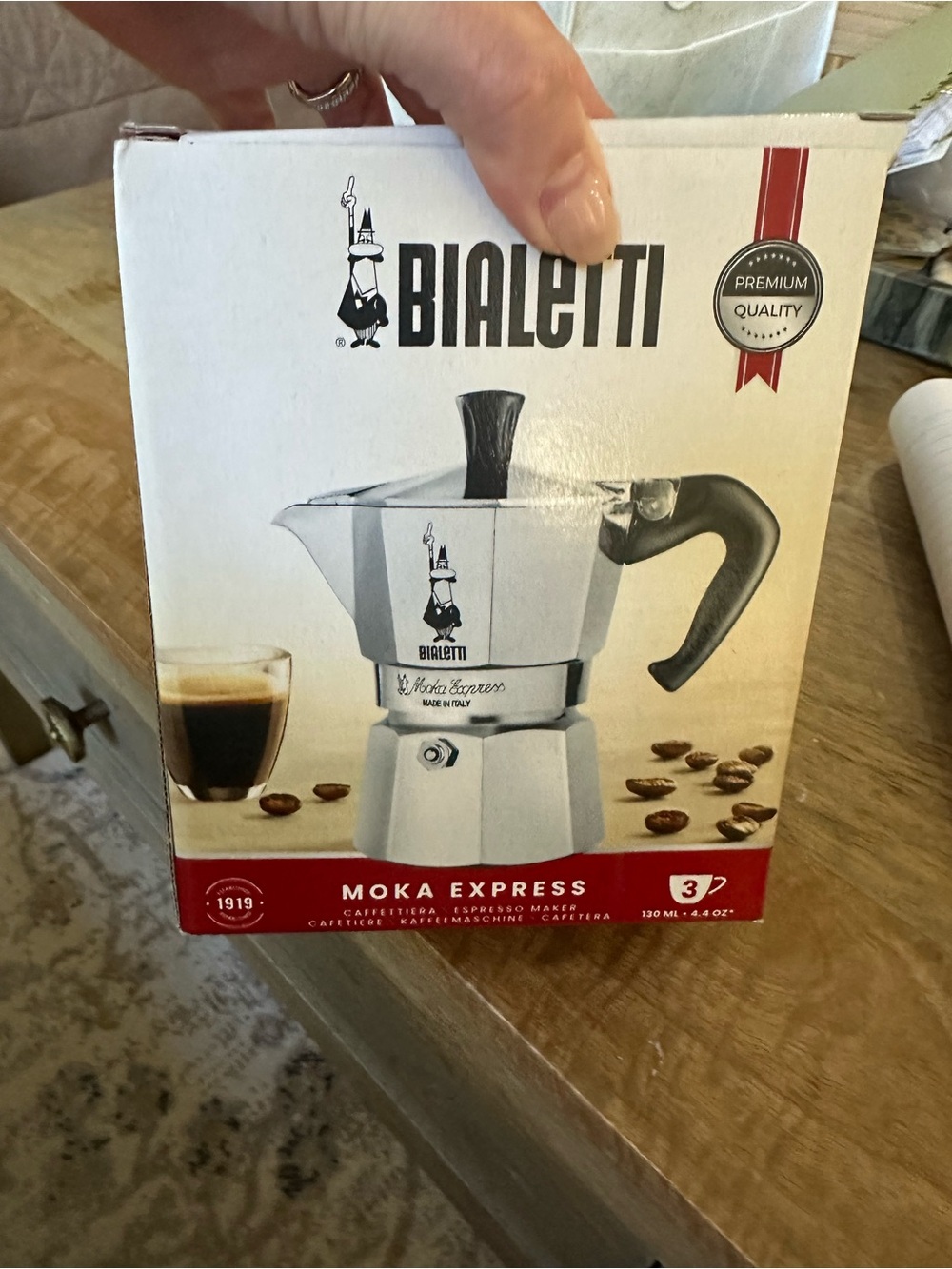 Bialetti Moka Express Stovetop Espresso Maker - Silver with Black Handle (3-Cup)